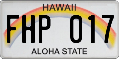 HI license plate FHP017