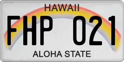 HI license plate FHP021