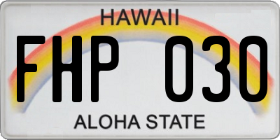 HI license plate FHP030