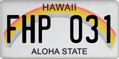 HI license plate FHP031