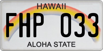 HI license plate FHP033