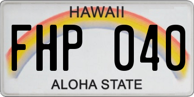 HI license plate FHP040
