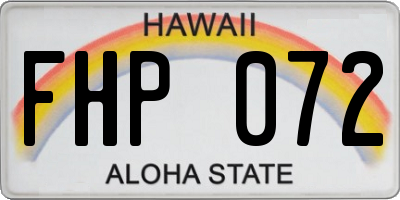 HI license plate FHP072