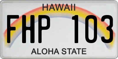 HI license plate FHP103