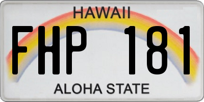 HI license plate FHP181