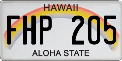 HI license plate FHP205