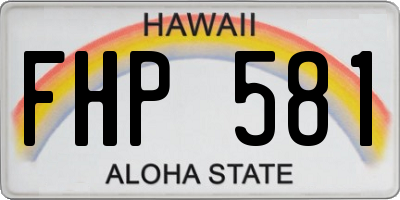 HI license plate FHP581