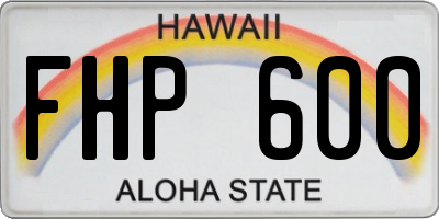 HI license plate FHP600