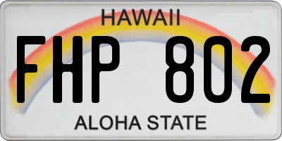 HI license plate FHP802