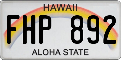 HI license plate FHP892