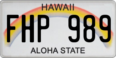 HI license plate FHP989