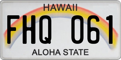 HI license plate FHQ061