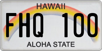 HI license plate FHQ100