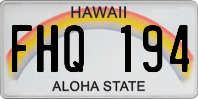 HI license plate FHQ194