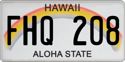 HI license plate FHQ208