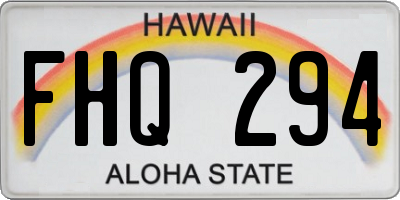 HI license plate FHQ294