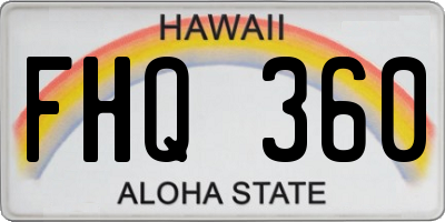 HI license plate FHQ360