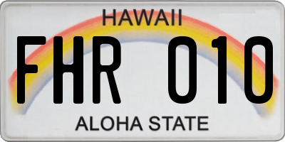 HI license plate FHR010