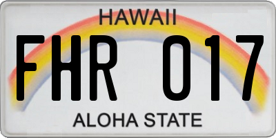 HI license plate FHR017