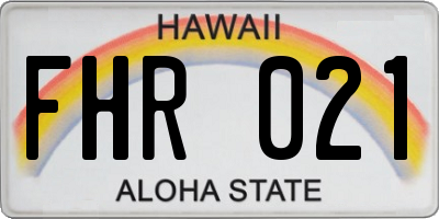 HI license plate FHR021