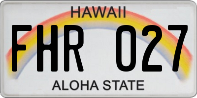 HI license plate FHR027