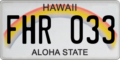 HI license plate FHR033