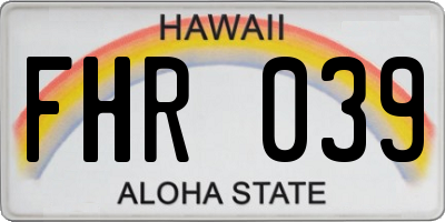 HI license plate FHR039