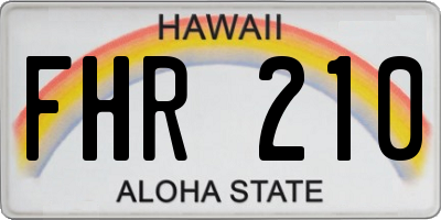 HI license plate FHR210