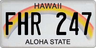 HI license plate FHR247