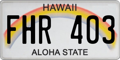 HI license plate FHR403