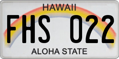 HI license plate FHS022