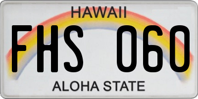 HI license plate FHS060
