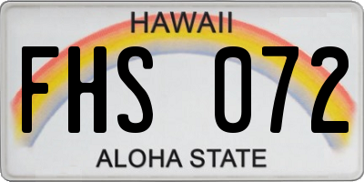 HI license plate FHS072