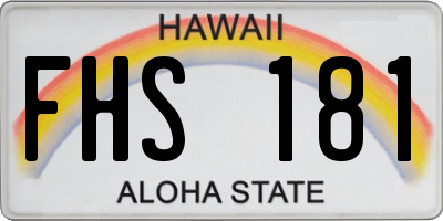 HI license plate FHS181