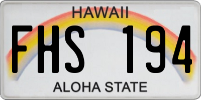 HI license plate FHS194