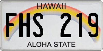HI license plate FHS219