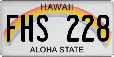 HI license plate FHS228