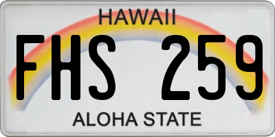 HI license plate FHS259