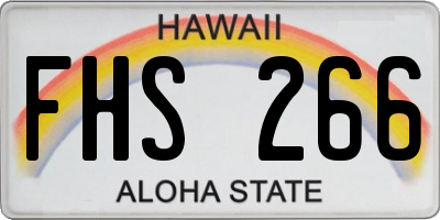 HI license plate FHS266
