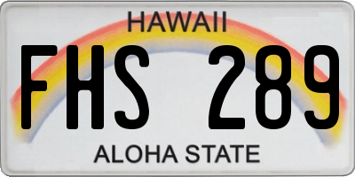 HI license plate FHS289