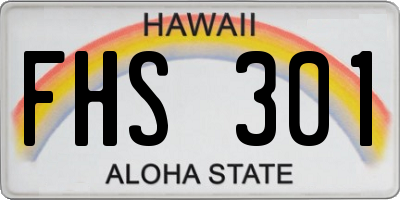 HI license plate FHS301