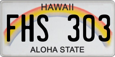 HI license plate FHS303
