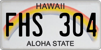 HI license plate FHS304