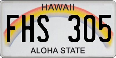 HI license plate FHS305