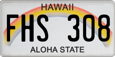 HI license plate FHS308