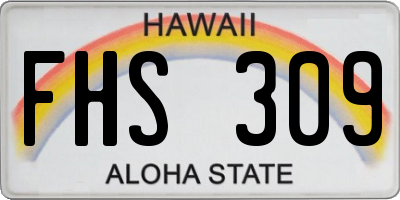 HI license plate FHS309