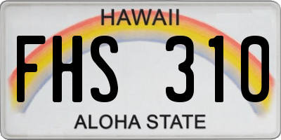 HI license plate FHS310