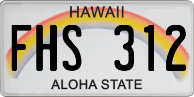 HI license plate FHS312