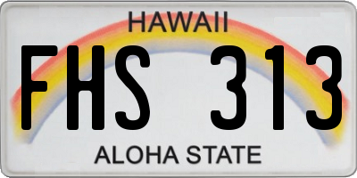 HI license plate FHS313