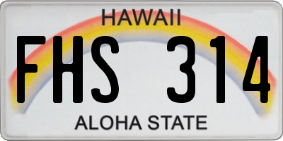 HI license plate FHS314